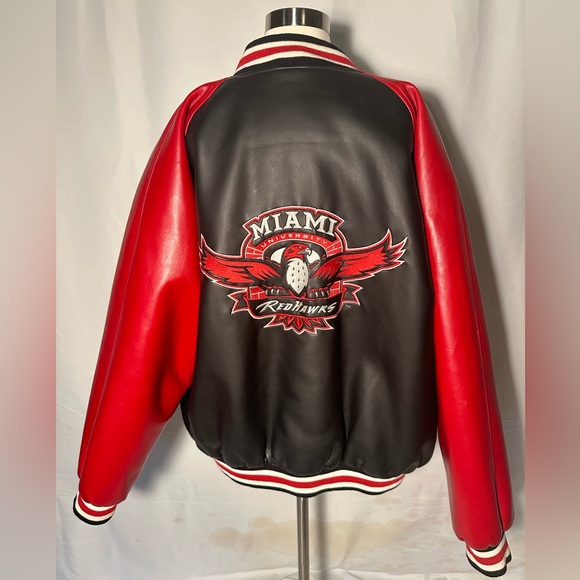 Vintage Miami University faux leather Steve & Barrys jacket. Mens Size Large - Picture 2 of 5